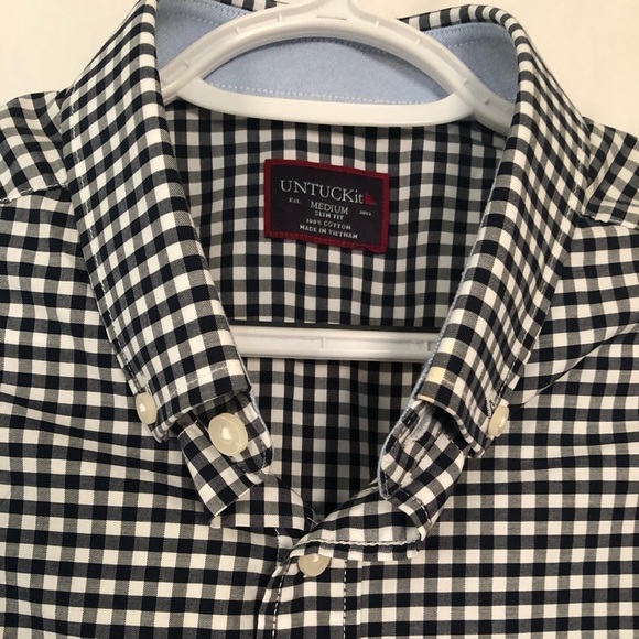UNTUCKIT Gingham Button Down Shirt M - Picture 3 of 4